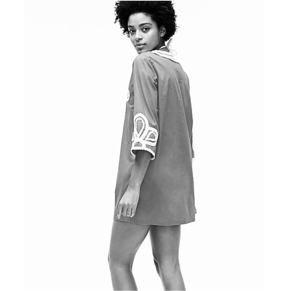 💵 J. Crew | Corded Trim Short Tunic Dress Swim CoverUp | Navy Blue - Picture 2 of 12